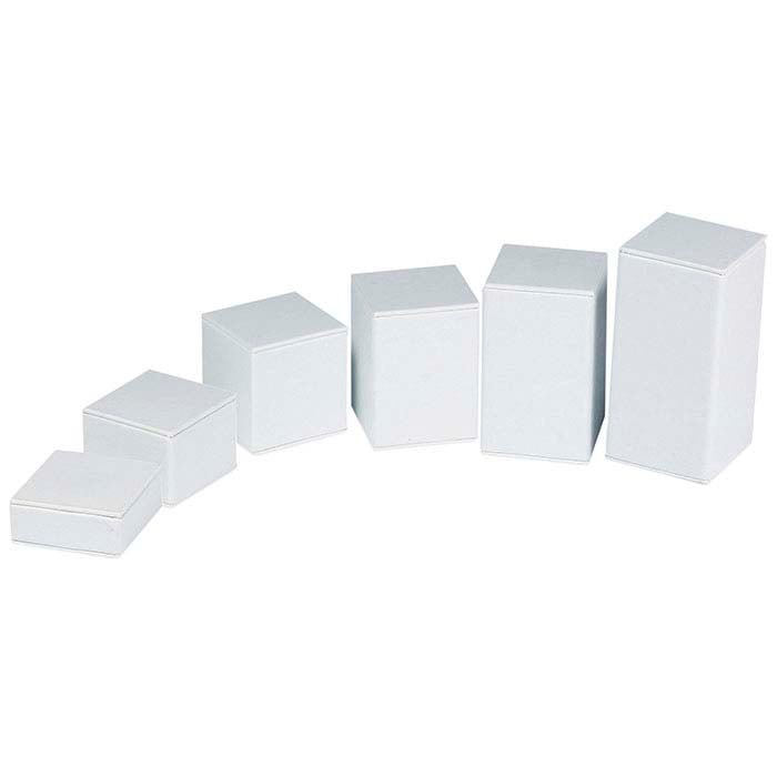 White Faux Leather Square Block Riser Display Set