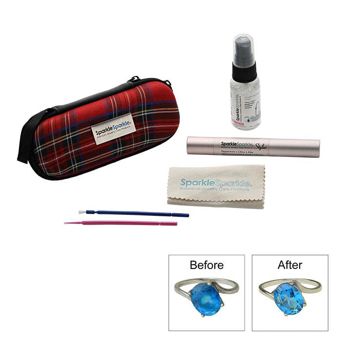 Sparkle Sparkle® Jewelry Cleaner Stylus Travel Set, Red Plaid