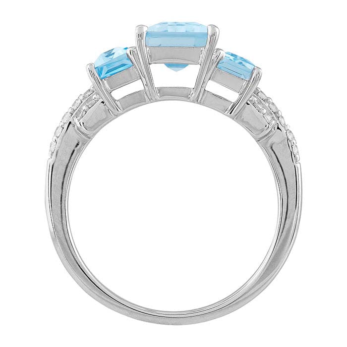 Anello in argento sterling con topazio blu e zircone cubico impostati