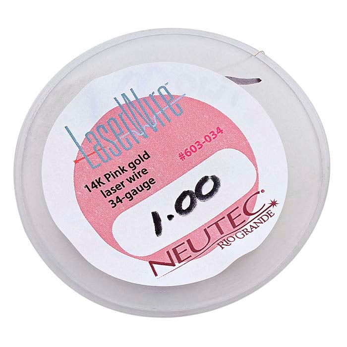 14K Rose Gold Laser-Weight Round Wire, 0.16mm, Dead-Soft