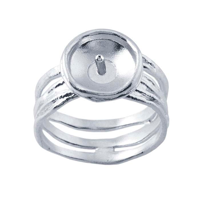 Sterling Silver Textured Pearl Ring Mounting