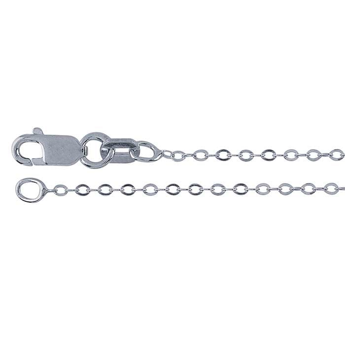 Sterling Silver Rhodium-Plated Flat Oval Cable Chain