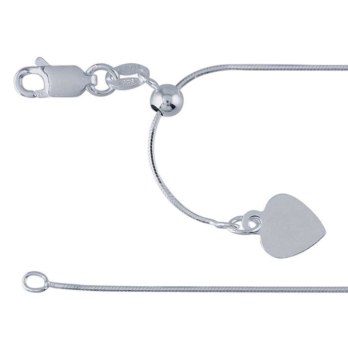 Sterling Silver Eight-Sided Seamed Snake Chain, Adjustable