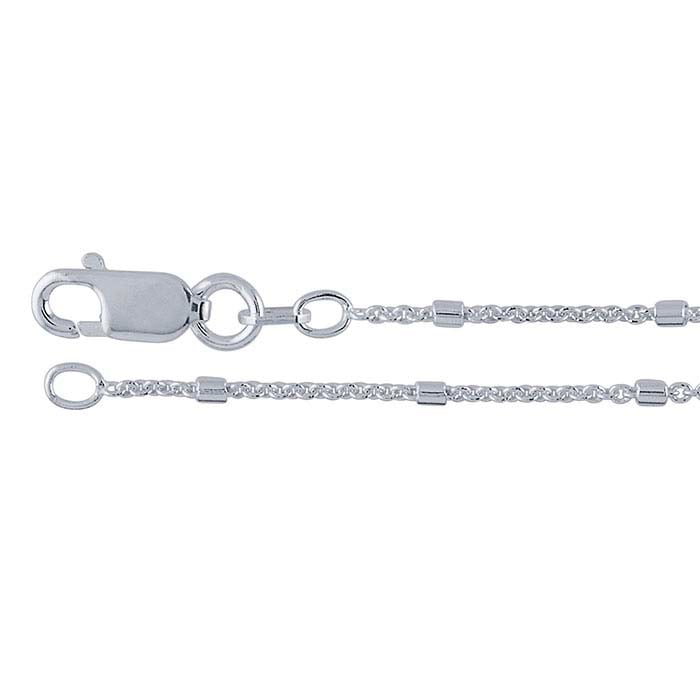 Catena a cavo in argento sterling con accenti di perline a tubo