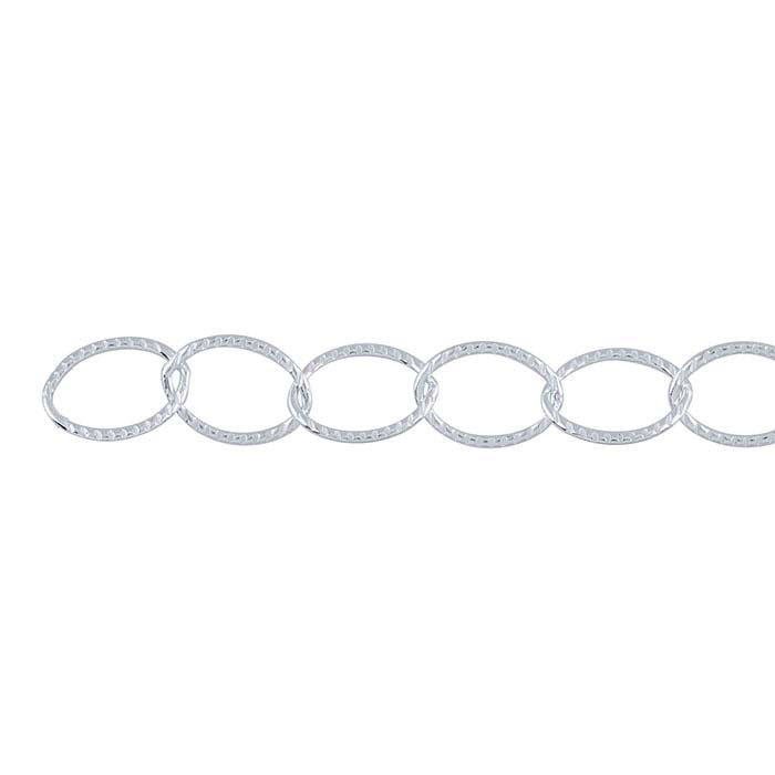 Sterling Silver Patterned Flat Oval Cable Chain