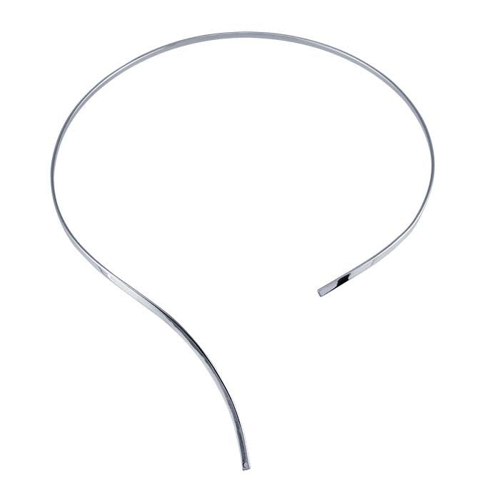 خاتم عنق بسلك دائري مسطح من الفضة الإسترلينية 2.7 × 1.2 مم مع فتحة