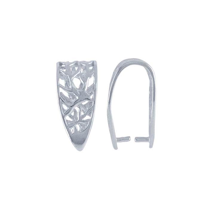 Sterling Silver Filigree Branch-Patterned Pinch Pendant Bail