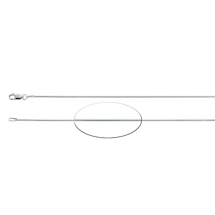 Sterling Silver 1.2mm Round Seamed Snake Chain