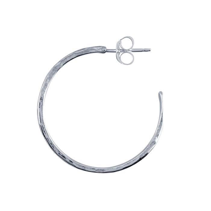 Sterling Silver Hammered Hoop Earring