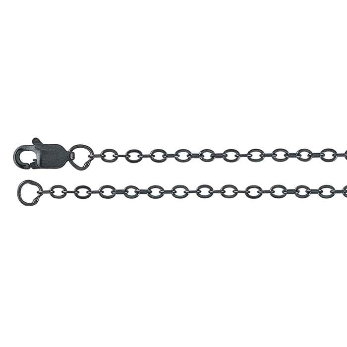 Sterling Silver Black Oxidized 1.8mm Flat Oval Cable Chain