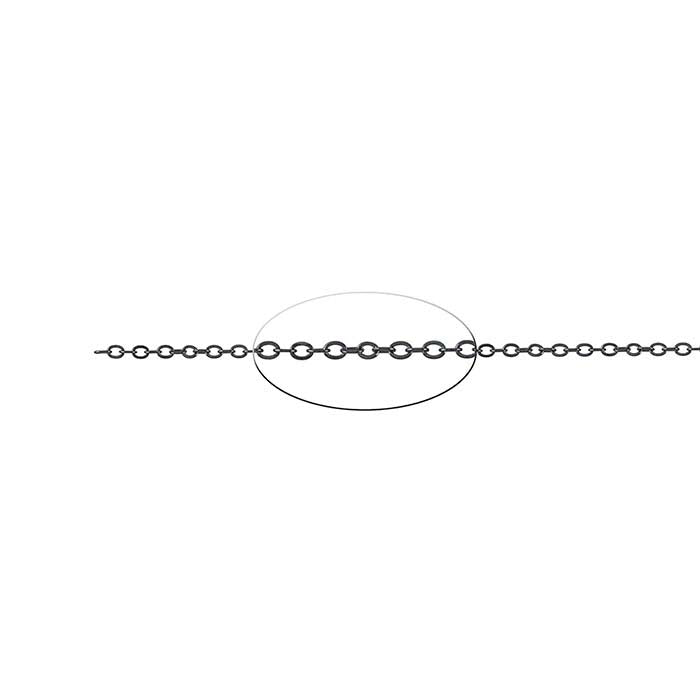 Sterling Silver Black Oxidized Flat Cable Chain