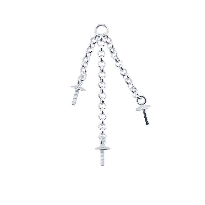 스털링 실버 3줄 진주 부품 장착