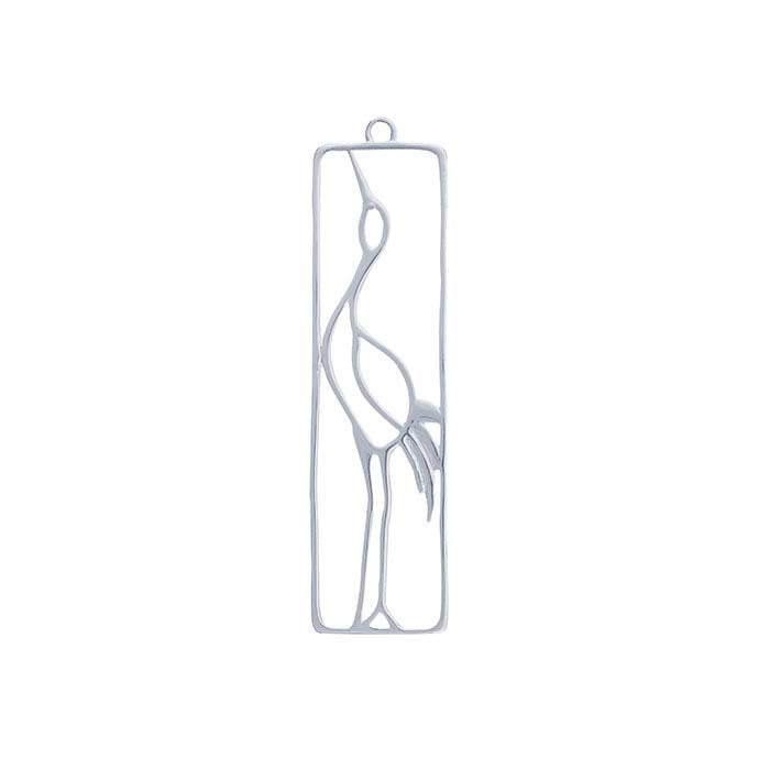 Sterling Silver Rectangle Crane Pendant