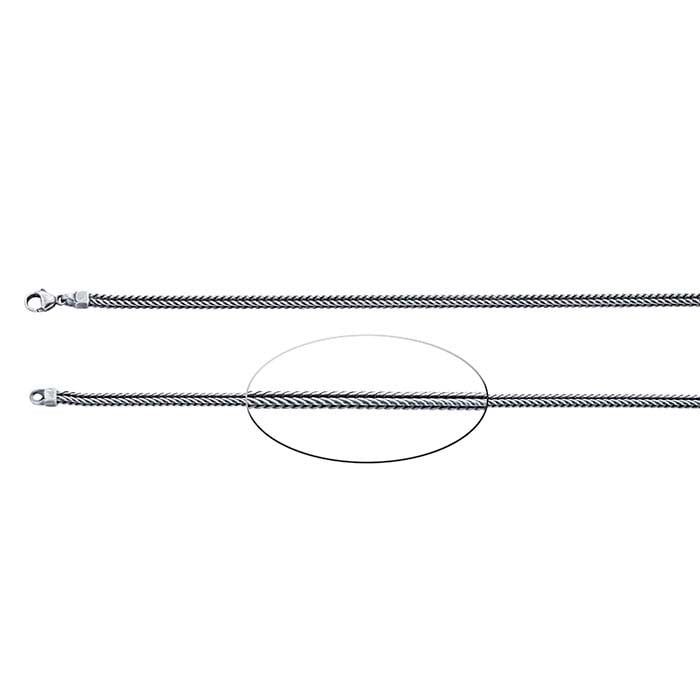 Sterling Silver Oxidized Square Foxtail Chain