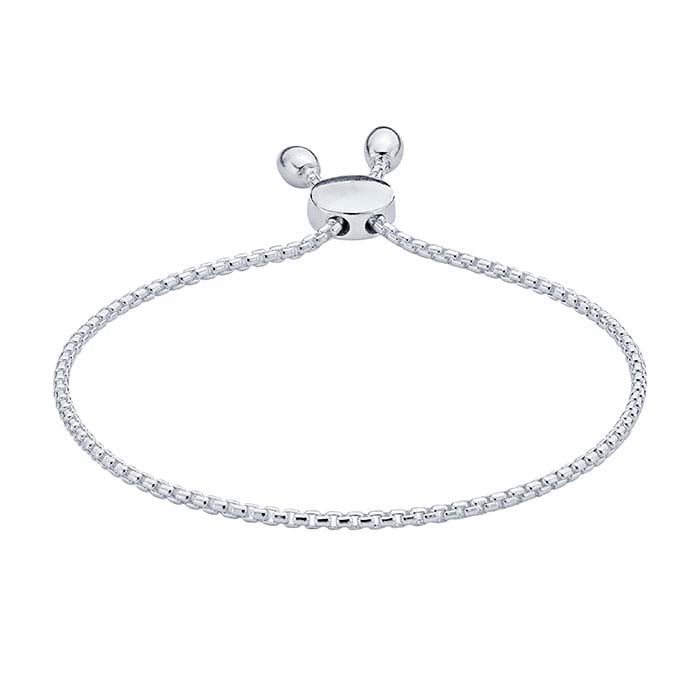 Bracciale a Catena a Scatola in Argento Sterling, Regolabile