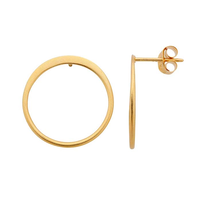 24K Tung Gulldekket Sterlingsølv 18mm Åpen Sirkel Stiftøreringer