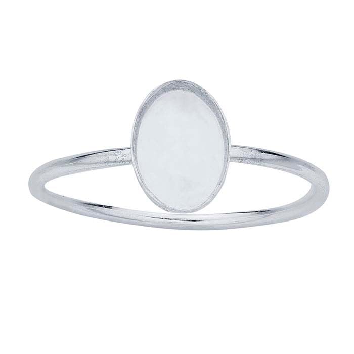 Sterling Silver 7 x 5mm Oval Cabochon Ring Mounting