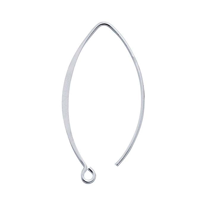 Sterling Silver Flattened Marquise Ear Wire with Open Ring