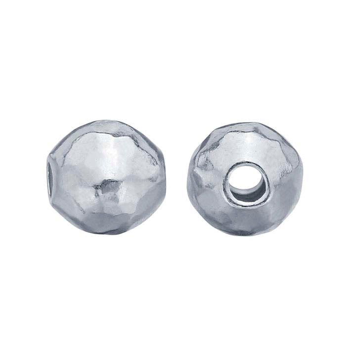 Runde Perle aus Sterlingsilber mit gehämmerter Oberfläche, 8 mm