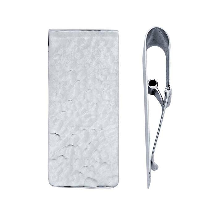 Sterling Silver Hammered Hinged Money Clip