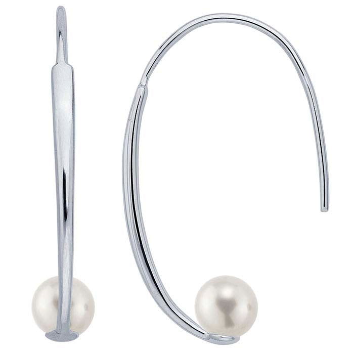 Sterling Silver Rhodium-Plated Ear Wire Mounting with Cup & Peg