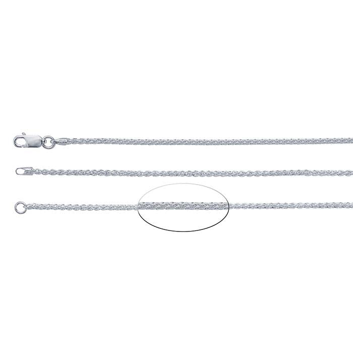 Sterling Silver Square Wheat Chain Necklace Component