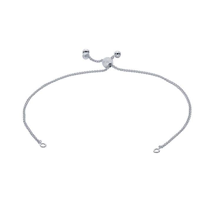 Sterling Silver Wheat Chain Bracelet Component, Adjustable