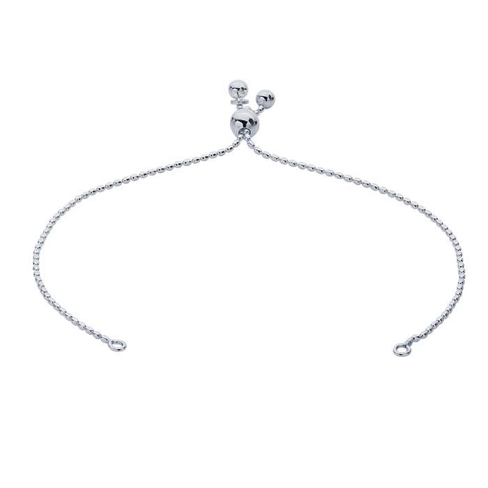 Sterling Silver Oval Bead Chain Bracelet Component, Adjustable