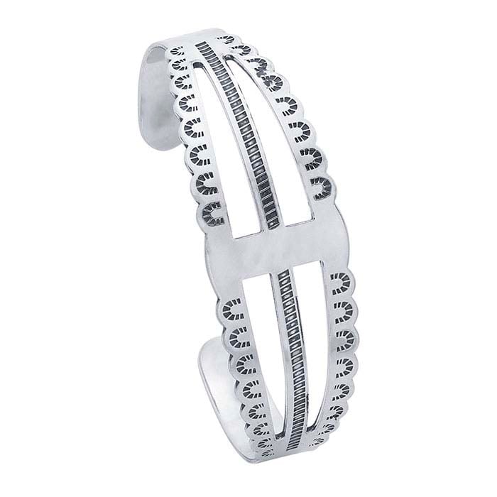 Bracciale a polsino in argento sterling stampato, grezzo