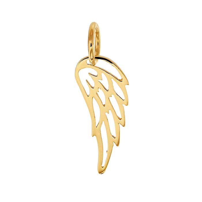 14K Heavy Yellow Gold-Plated Sterling Silver Open Angel Wing Charm