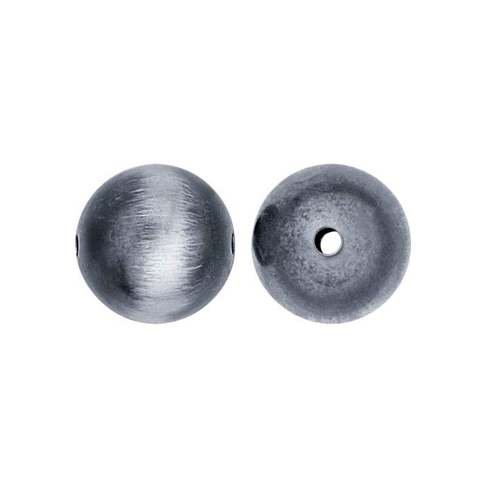 Sidabruotas oksiduotas matinio paviršiaus 16 mm apvalus karoliukas