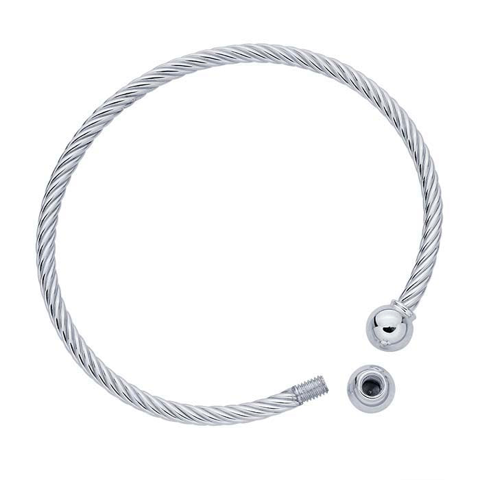Sterling Silver Twist-Wire Cuff Bracelet with Removable Ball End