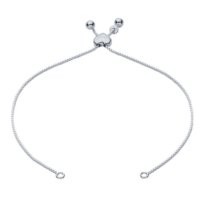 Sterling Silver Box Chain Bracelet Component, Adjustable