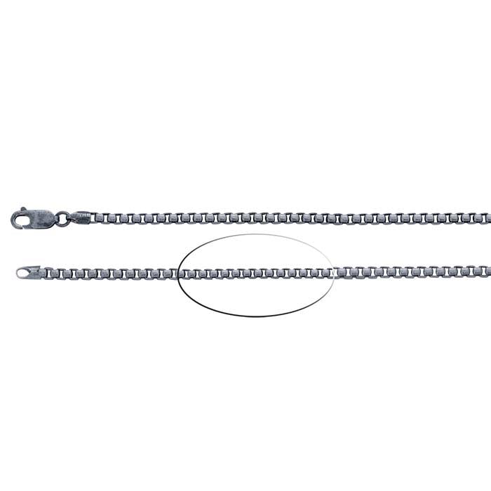 Sterling Silver Oxidized Rounded Box Chain