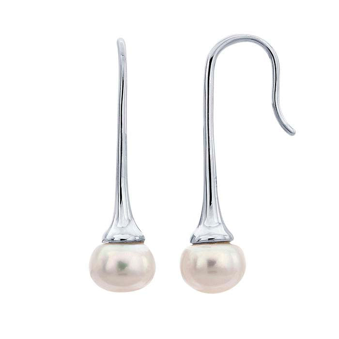 Ohrhänger aus rhodiniertem Sterlingsilber mit Perlen