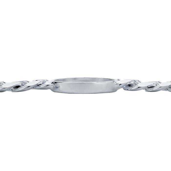 Sterling Silver Diamond-Cut Curb Chain Bracelet with Round Bezel