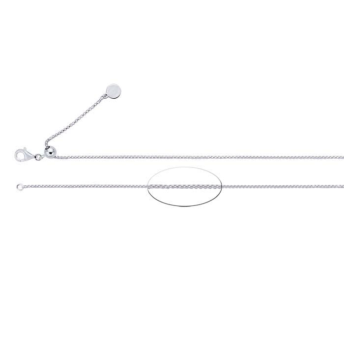 Sterling sølv 1,2 mm rundet boxkæde halskæde, justerbar