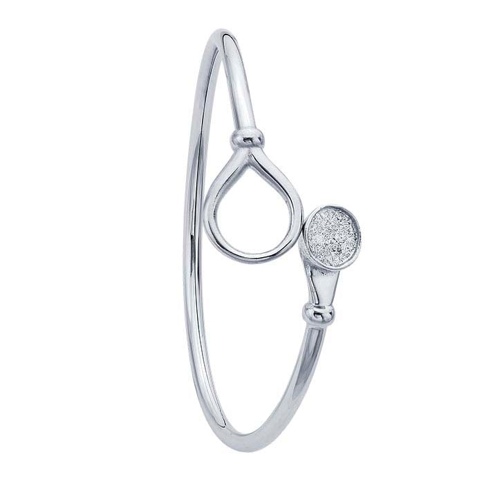 Sterling Silver Rhodium-Plated Flex Tube Bangle Bracelet Mounting
