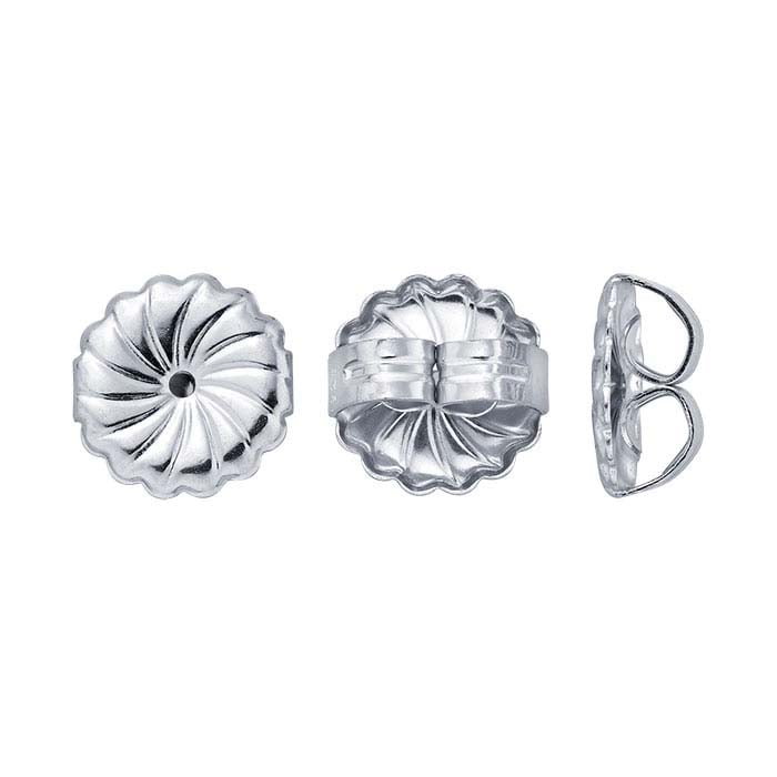 Tuerca de fricción para aretes de 9,5 mm de diámetro bañada en rodio y plata de ley