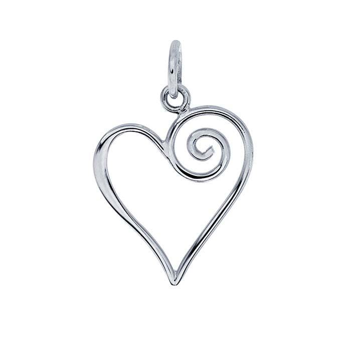 Sterling Silver Open Swirl Heart Pendant