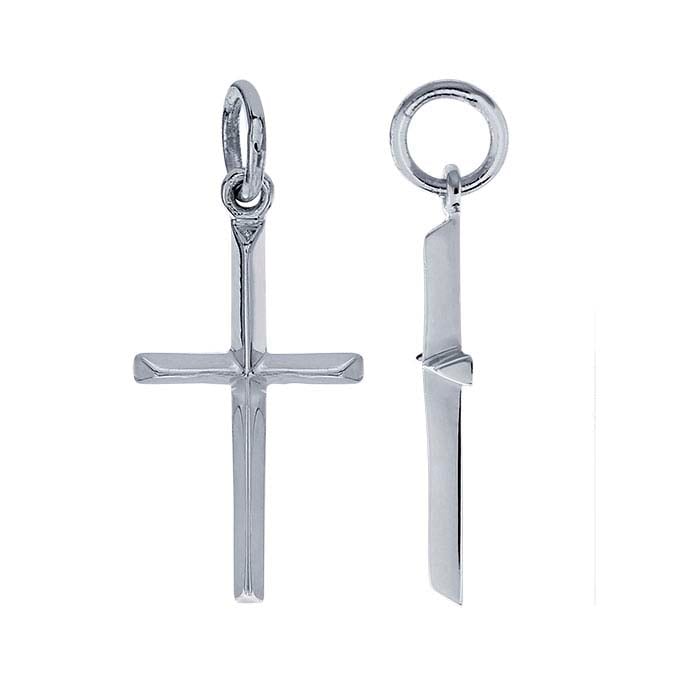 Sterling Silver Ridged Cross Charm