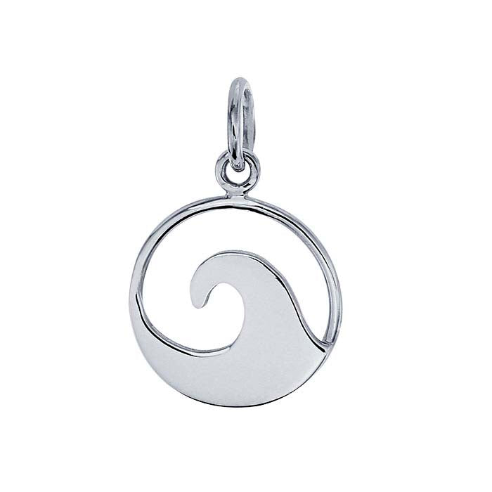 Runder Charm mit Wellenausschnitt aus Sterlingsilber