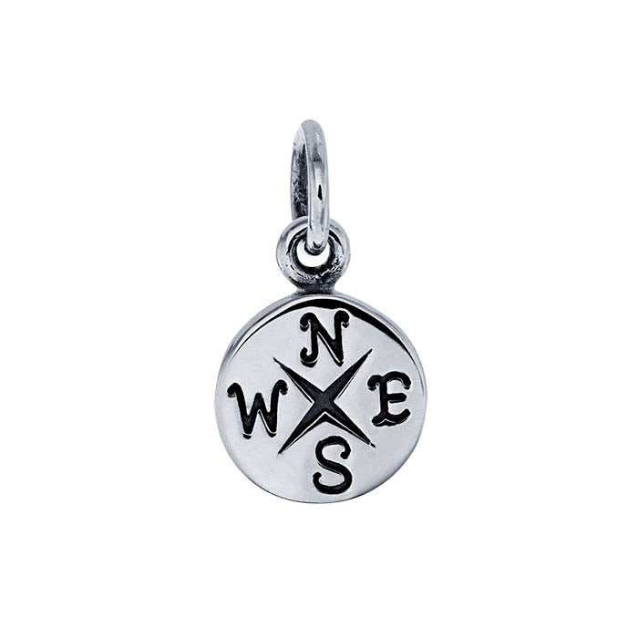 Sterling Silver Compass Round Charm
