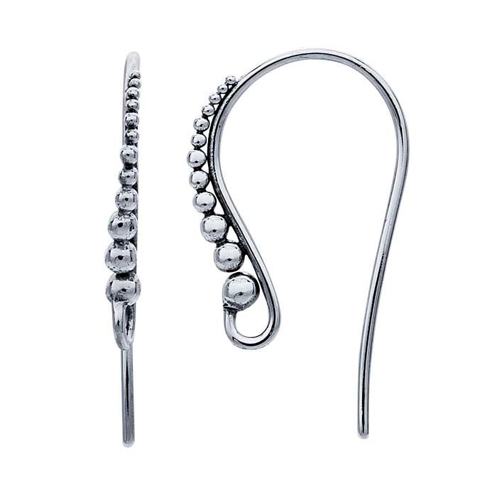 Sterling Silver Granulated Ear Wire with Open Loop