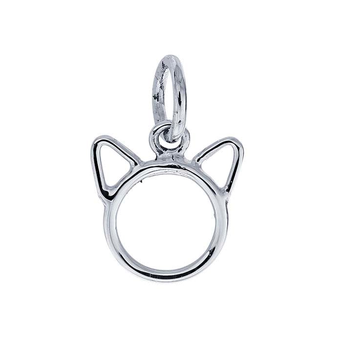 Sterling Silver Open Cat Face Charm