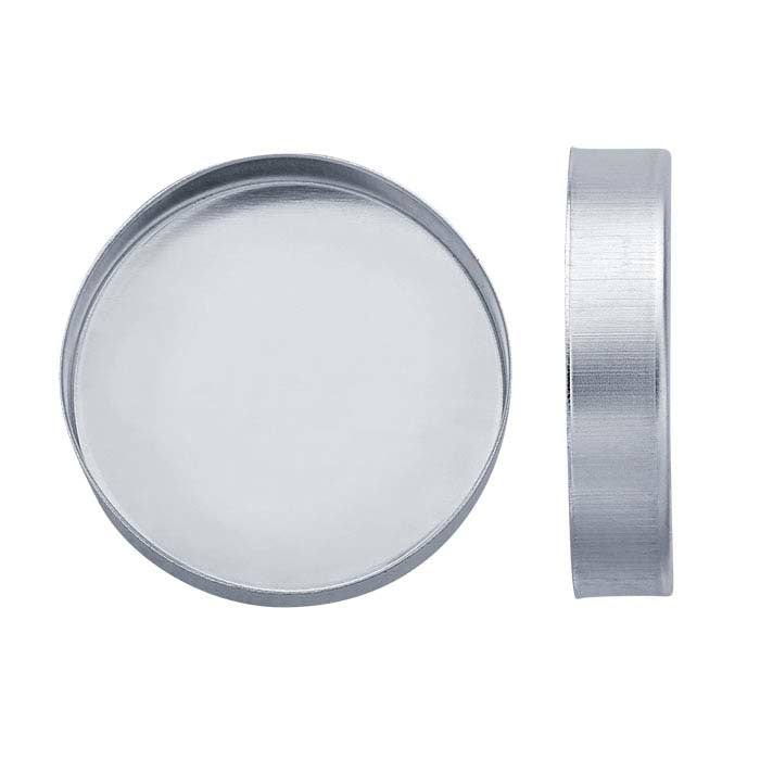 Impostazione a coppa con castone alto rotondo da 18 mm in argento sterling