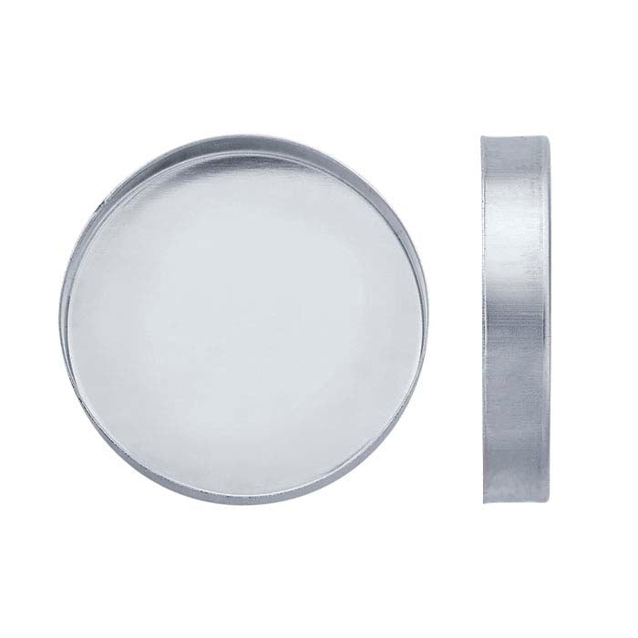 Impostazione a coppa con castone alto rotondo da 25 mm in argento sterling