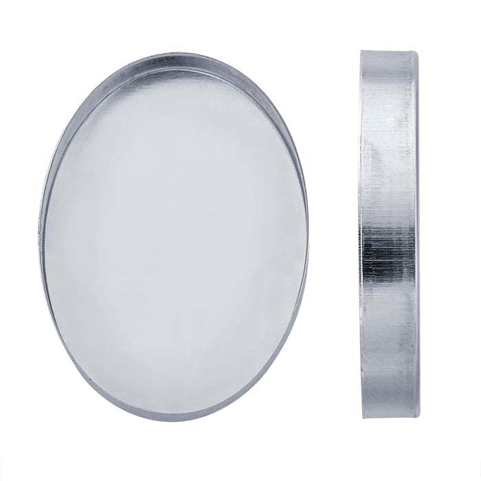 Sterling Silver 30 x 22mm Oval High-Wall Bezel Cup Setting