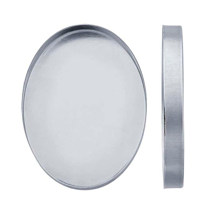 Sterling Silver 40 x 30mm Oval High-Wall Bezel Cup Setting