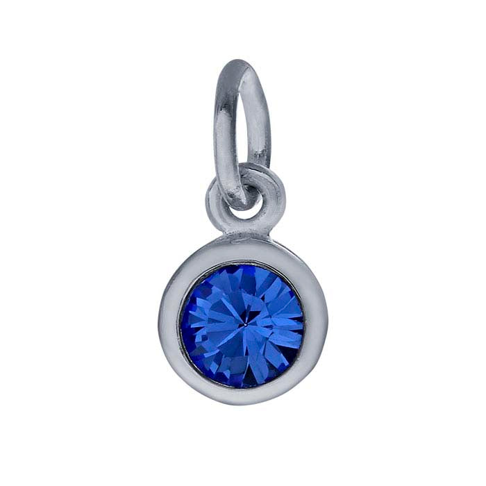 Sterling Silver Charms with Birthstone Crystal